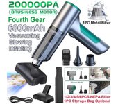 Nuevo Aspirador de coche inalámbrico potente 3 en 1, aspirador multifunción de 200000PA/motor inflable/sin escobillas, limpiador doméstico portátil con ajuste de 4 velocidades Upgrade Set
