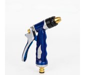 Boquilla de pistola de agua de alta presión de latón azul marino recubierta de goma para lavado de autos y jardinería