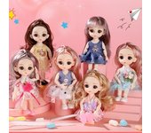 Mini muñeca articulada móvil de 17CM para niñas, juguete 3D con ojos grandes, trajes completos de princesa, colección de vestidos, regalo para niños 17cm