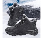 Botas de nieve para hombre, impermeables, cálidas, forradas de piel, cómodas, con cordones, para senderismo, para exteriores, antideslizantes, para trabajo, de caña alta 39