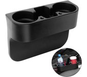 Portavasos para coche, soporte para taza con cuña para asiento de coche, soporte para teléfono móvil, soporte para botella de bebida y comida, organizador de almacenamiento negro