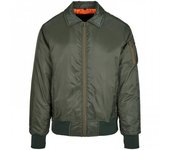 Build Your Brand Chaqueta bomber con cuello para hombre M verde oliva oscuro