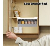 Estante de almacenamiento para botellas de condimentos de cocina, estante para especias, organizador de especias autoadhesivo para debajo del estante montado en la pared, estante de almacenamiento para cocina gris