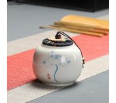 Mini recipiente portátil para almacenamiento de viaje, de cerámica sellada y pintada a mano, para té, especias de cocina, recipiente para alimentos A