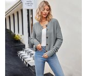 Otoño e Invierno suéter de mujer moda cárdigan suelto suéter de punto Vintage botones de una sola fila S negro