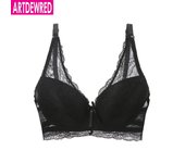 Artdewred-Sujetador de realce de encaje dulce, lencería Sexy de estaño con escote en V profundo, sujetador de pecho pequeño para mujer, ropa interior para niña 32B negro