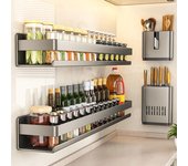 Estante de especias de pared, estante multifuncional para artículos de cocina, estante para almacenar condimentos, estante organizador de condimentos
