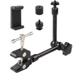Brazo de cámara mágico articulado ajustable de 11 pulgadas con tornillo de pulgadas y pulgadas El brazo mágico para teléfonos inteligentes es adecuado para el brazo de equipo de video y cámara, 1/4 negro