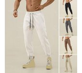 Pantalones deportivos para hombre, sueltos, con banda en el tobillo, bolsillos laterales, cordón, cintura elástica, suave, transpirable, color sólido, gimnasio, entrenamiento, pantalones deportivos para correr, pantalones largos 3XL gris oscuro