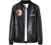 Chaqueta de cuero corta y delgada para hombre, chaqueta de béisbol, chaqueta de cuero PU, otoño e invierno M