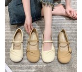 Zapatos Mary Jane para mujer, zapatos planos con punta redonda, bailarinas para mujer, cómodos zapatos planos con tiras en el tobillo, zapatos casuales sin cordones para el trabajo, zapatos planos Mary Jane, zapatos de vestir 35 albaricoque