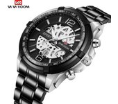 VA VA VOOM, relojes para hombre de marca superior, reloj de cuarzo hueco dorado de lujo, reloj de pulsera de acero inoxidable, reloj Masculino NO Packaging oro rosa/negro