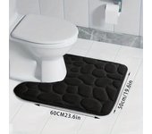 Alfombrilla de baño de franela gruesa en forma de U, alfombrilla absorbente para inodoro U-Shaped 40cm x 50cm negro