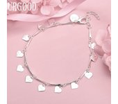 Pulsera de plata de ley 925 con forma de corazón, joyería de moda para bodas 20CM