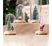 Adorno de árbol de Navidad con cubierta de vidrio y madera, mini árbol de Navidad iluminado, regalo de Navidad, adorno de Navidad de cedro Old man