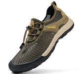 Zapatos informales transpirables de verano para hombre, zapatillas antideslizantes para caminar, mocasines, zapatos para hombre 38 caqui