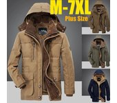 Abrigo de algodón de longitud media de invierno para hombre con terciopelo y abrigo de algodón engrosado Chaqueta de algodón con múltiples bolsillos para mediana edad y ancianos de talla grande M-XXXXXXXL 5XL negro