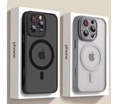 Funda de lujo mate con carga inalámbrica magnética Magsafe para iPhone 11, 12, 13, 14, 15, 16 Pro Max Plus, carcasa rígida a prueba de golpes iPhone 16 Pro Max negro