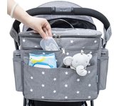 Bolsas de pañales para bebé, mochila de maternidad, bolsas de gran capacidad, organizador, bolso para cochecito de bebé, bolsa de pañales húmedos para el cuidado de la mamá gris