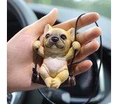 Adorno colgante de bulldog columpio para espejo retrovisor de coche, decoración colgante de resina realista para perro G