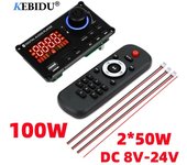 2 * 50W DIY Amplificador digital para el hogar Placa decodificadora de MP3 12V 100W Potencia de audio Bluetooth Radio FM Reproductor de música Altavoces subwoofer Control de volumen