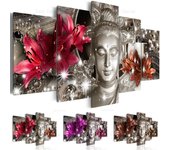 Pintura abstracta en lienzo de 5 piezas, carteles Zen de Buda religioso de lirio en la pared para sala de estar, Cuadros decorativos modernos para el hogar 20x35cm*2  20x45cm*2  20x55cm*1