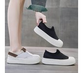Zapatillas de deporte casuales para mujer, zapatillas deportivas de verano para correr, zapatillas planas cómodas sin cordones para mujer 35 beige