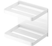 Yamazaki Jitsugyo 4238 Jabonera magnética para baño, 2 niveles, color blanco niebla, soporte para baño, jabonera, gancho incluido aprox.. Ancho 12 x profundidad 8,5 x alto 10 cm blanco