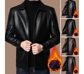 Chaqueta de hombre con cuello alto, solapa, manga larga, cremallera, tapeta, chaqueta de piel sintética, forro de felpa, abrigo de negocios M