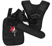 Arnés de doble hombro con panel protector para desbrozadora de jardín, cinturón acolchado