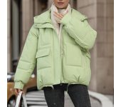 Abrigos acolchados de algodón para mujer, abrigos de invierno fríos de color liso, chaquetas cálidas 2024, nuevas chaquetas de algodón para mujer M verde menta