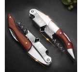 Sacacorchos con mango de madera, abridor de vino profesional, sacacorchos de tornillo portátil, tapa de cerveza multifunción, abridor de botellas, herramienta de barra de cocina steel double headed rojo
