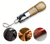 Kit de punzón de costura de cuero profesional, herramienta de costura rápida para máquina de coser para restaurar manualidades de bricolaje, 1 juego con agujas