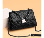 Bolsos de mano de lujo con diseño de cuadrícula de diamantes para mujer, bolsos cruzados de piel sintética de marca, bolsos de hombro de cadena de color liso a la moda para mujer