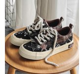 Zapato de skate, zapatos de lona de otoño e invierno, zapatos para hombres y mujeres, zapatos casuales que combinan con todo, zapatillas de deporte de tendencia superior baja 35 negro