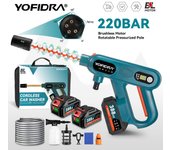 YOFIDRA - Hidrolavadora eléctrica de alta presión sin escobillas de 220 bar, 3 velocidades, para el hogar, el coche, la batería Makita de 18 V Without battery