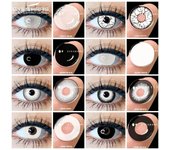 EYESHARE 1 par de lentes de contacto de colores para Halloween, lentes de contacto de anime para cosplay, lentes multicolores, lentes de contacto blancos, lentes de contacto negros, lentes de contacto anuales blanco