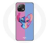 Coque pour Xiaomi Mi 11 Lite Stitch et angel bleu rose