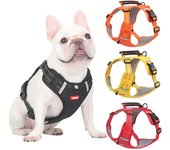 Arnés para mascotas para perros pequeños y grandes, correas de seguridad ajustables, arneses reflectantes para perros, chaleco para caminar con Bulldog Francés XS Bust 32-40cm negro