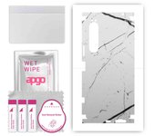 apgo Protective Skin Sticker for the back+sides compatible with Sony Xperia 1 IV, Full Wrap Film, Foil, Vinyl - Pattern White Marble