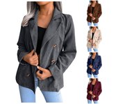 Tops de chaqueta pequeña con doble botonadura de moda de otoño e invierno para mujer S