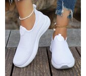 Zapatillas Flyknit transpirables para mujer, cómodas, sin cordones, ligeras, informales, de malla deportiva 36 blanco