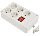 base multiple 5 tomas t/tl 10/16a 250v blanco + interruptor luminoso solera 8105il