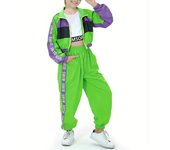 Disfraces de actuación para niños y niñas, deportes de baile, disfraces de hip hop y disfraces de discoteca 110 verde