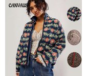 Chaqueta de algodón con estampado de choque de colores en tallas grandes para otoño e invierno para mujer S rojo