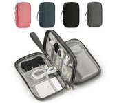 1 bolsa de almacenamiento portátil para productos digitales, organizador de cables de datos USB, estuche para auriculares, color rosa, gris, negro y azul marino