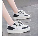 Zapatillas de deporte blancas con plataforma para mujer, con cordones y suela gruesa, vulcanizadas, de piel sintética, transpirables, para correr 35