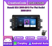 Reproductor de vídeo multimedia para radio de coche Android de 8 pulgadas 2 Din para Suzuki SX4 2006-2013 para Fiat Sedici 2005-2014 con perilla de botón Carplay WiFi 2+32GB 1+32GB