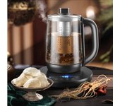 Hervidor de agua eléctrico doméstico de 220 V y 1800 ml, de aleación de titanio y vidrio, máquina para hervir agua, olla para cocinar té y postres, olla multicocina 220V&us verde