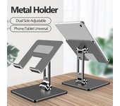 Soporte plegable para tableta soporte de aleación de aluminio ajustable para IPad Air 4 3 2 1 Pro 12,9 11 soporte de escritorio para Samsung plata